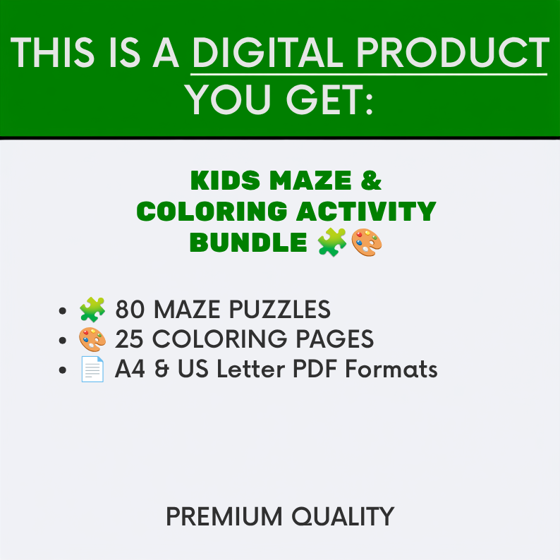 JDSDigital™ - Kids Mazes & Coloring Activity Bundle 🧩🎨